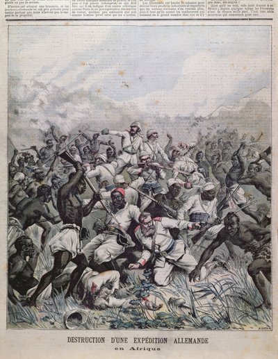 Destruction of a German Expedition in Africa cover illustration from Le Petit Journal, 1891 by French School